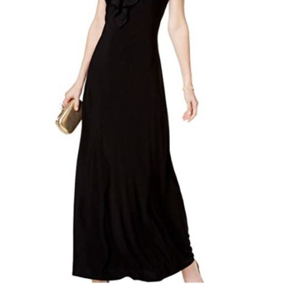 MSK Medium Ruffle Halter Rhinestone Gown - Picture 4 of 5